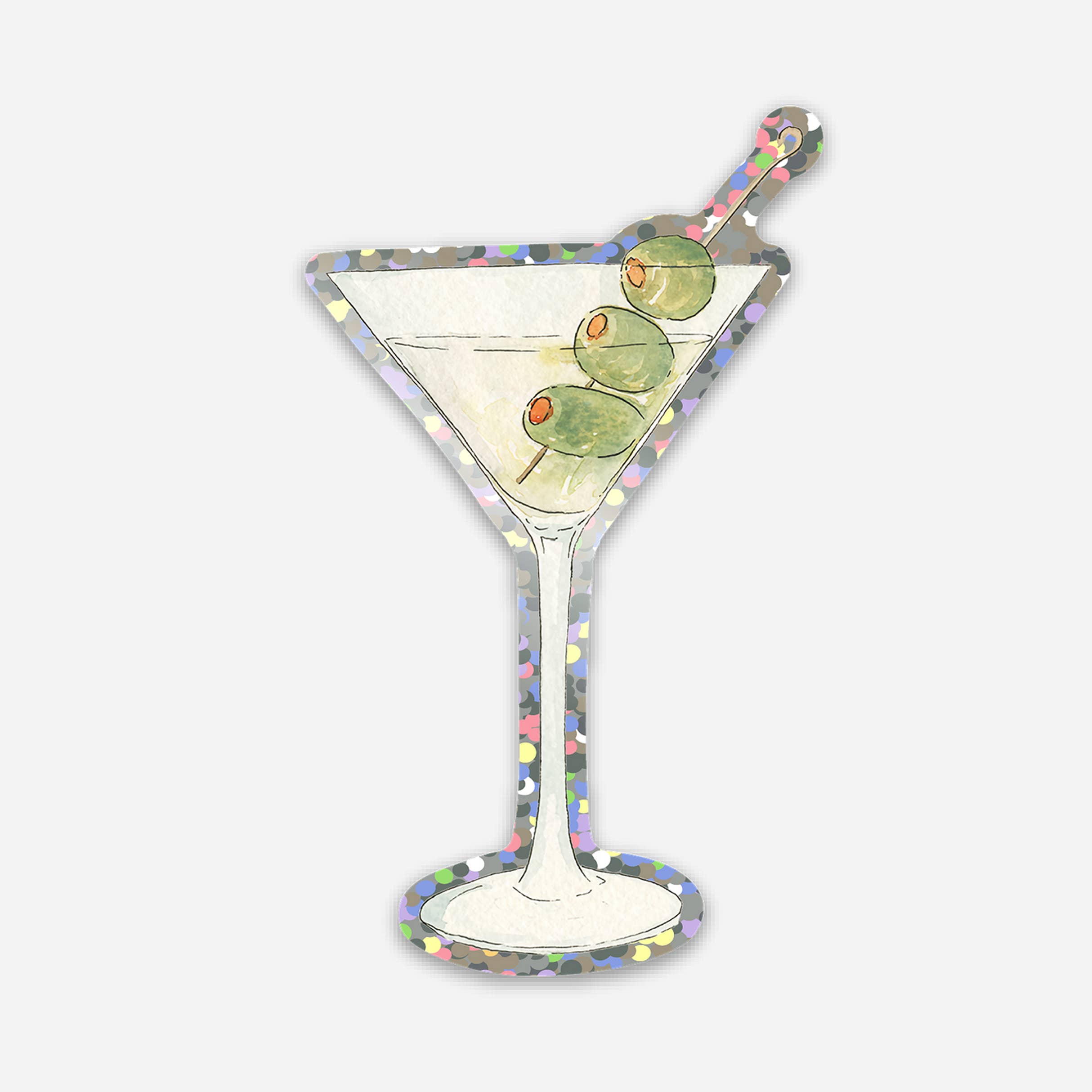 KelseyMDesigns – Großhandel Aufkleber – Glitzer-Martini-Aufkleber - 2"x3" Cocktail-Aufkleber