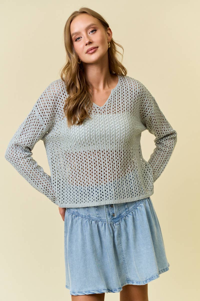 Doe and Rae – Großhandel Strickpullover – Damen – Langärmliges Strickoberteil mit V-Ausschnitt - 45264T15