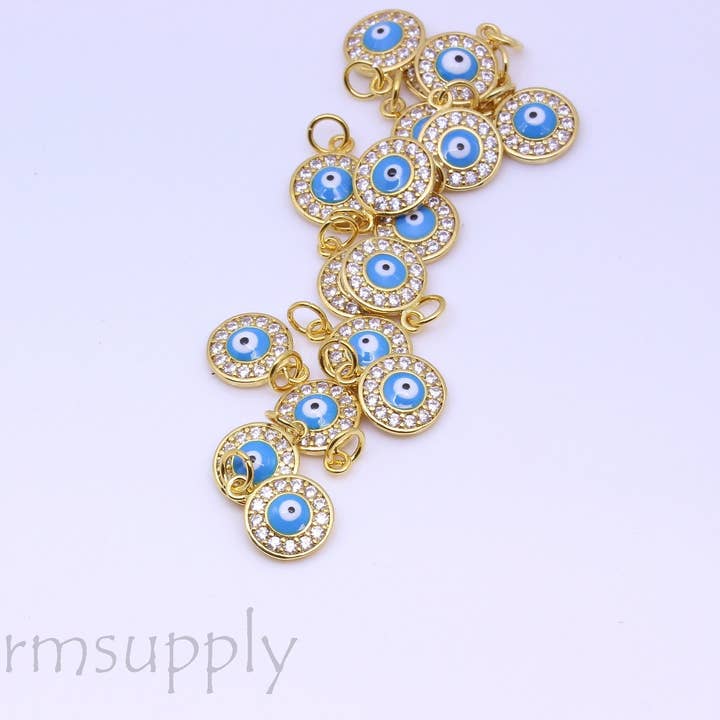 Jewel Pledge - Wholesale Individuele bedel/hanger - Goud/Zilver Turquoise Emaille Boze Oog Bedel CPS106,CPG1061