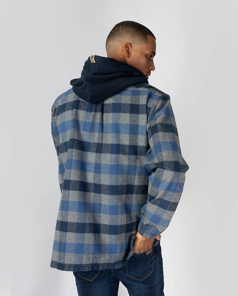 StockNow Unipessoal - Venta al por mayor Chaqueta - Hombre - Chaqueta a cuadros azul marino con capucha4