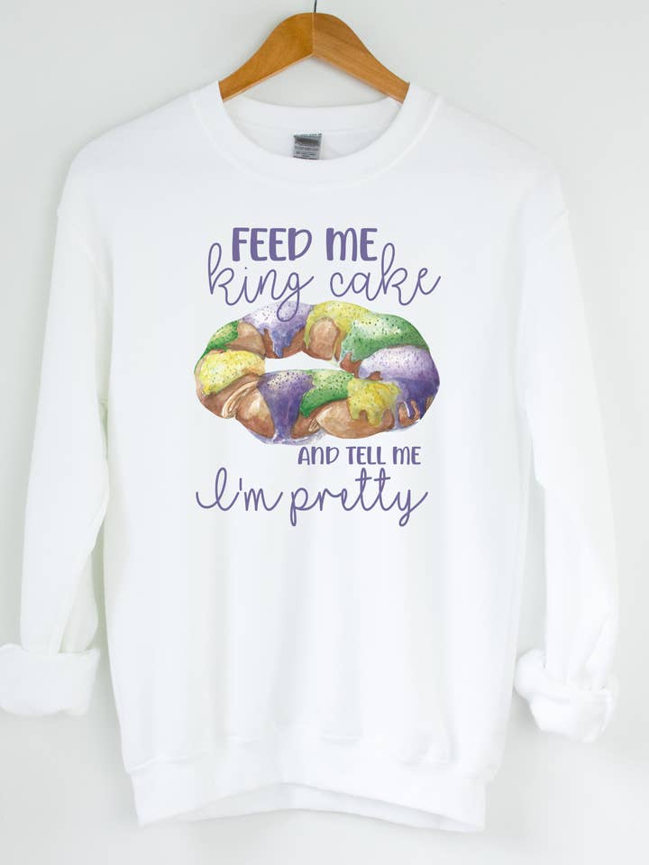 Feed Me King Cake Sweatshirt for wholesale by Mudbugs BTQ