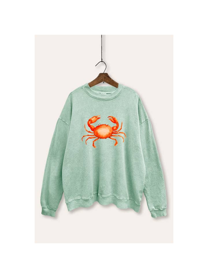 VINTAGE POINT USA - Wholesale Graphic Sweatshirt - Women's - *BEST SELLER* RED CRAB GRAPHIC MINERAL WASH SWEATSHIRT6