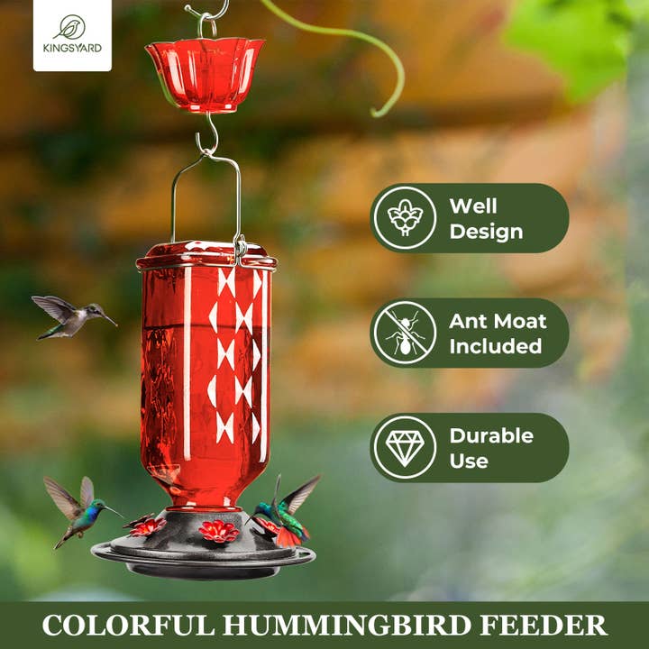 Kingsyard - Wholesale Bird Feeder - Kingsyard Glass Hummingbird Feeders for Outdoor Hanging