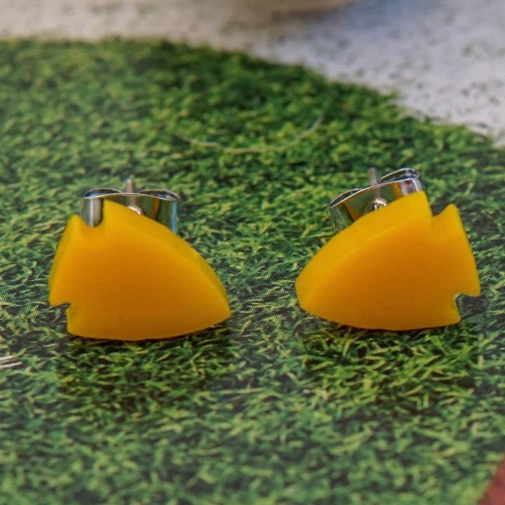 KC Chiefs Arrowhead Studs - Yellow for wholesale by Golden Rae Wholesale