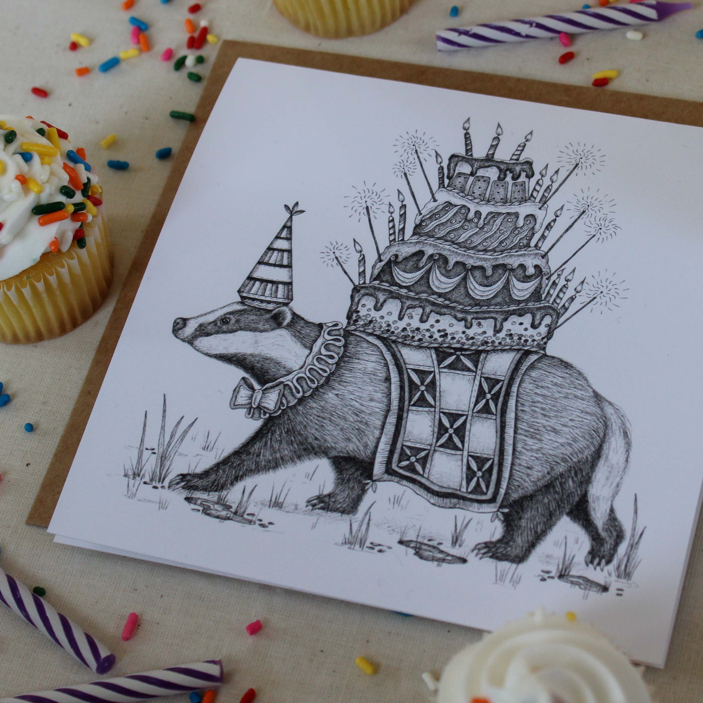 Mackenzie Myrick Studio - Vendita all'ingrosso Biglietti di auguri - Birthday Badger | Biglietto di auguri2