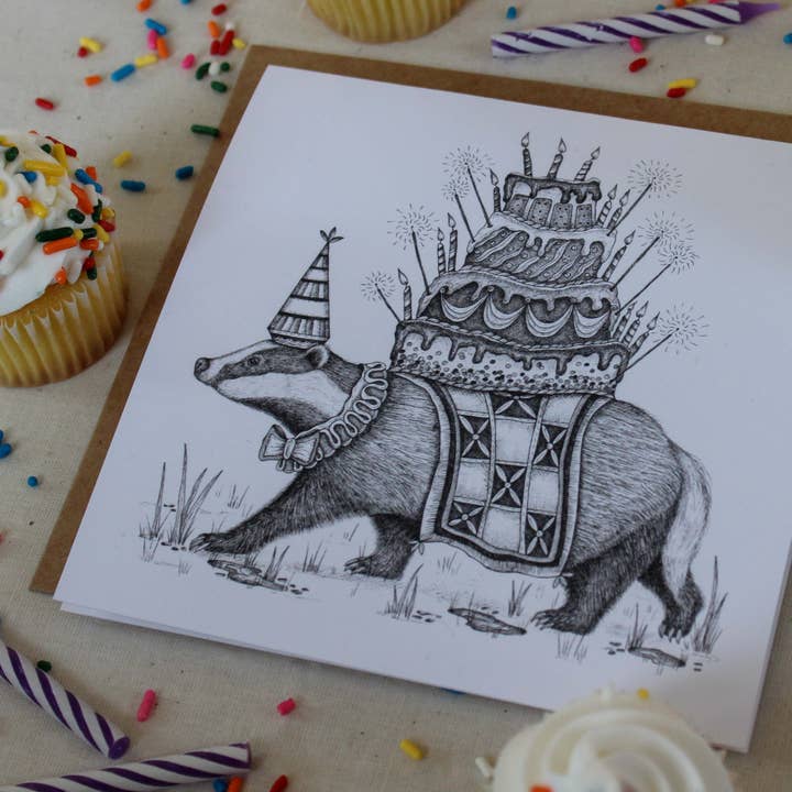 Mackenzie Myrick Studio - Vendita all'ingrosso Biglietti di auguri - Birthday Badger | Biglietto di auguri2