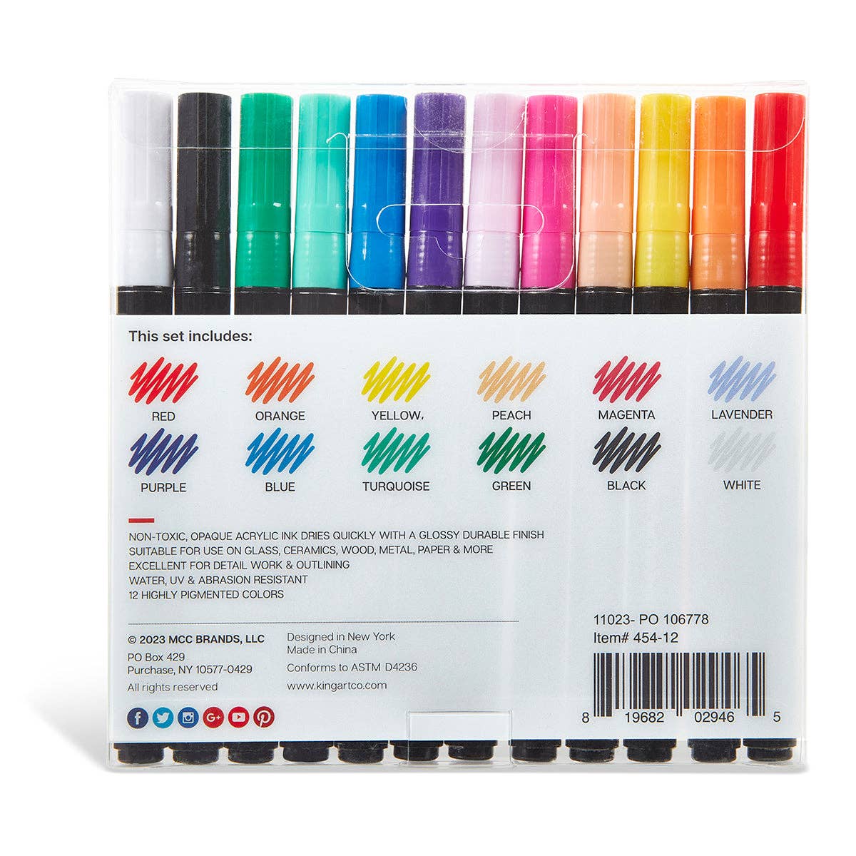 KINGART - Wholesale Marker - Acrylic Paint Pens Extra Fine - 12 Colors5
