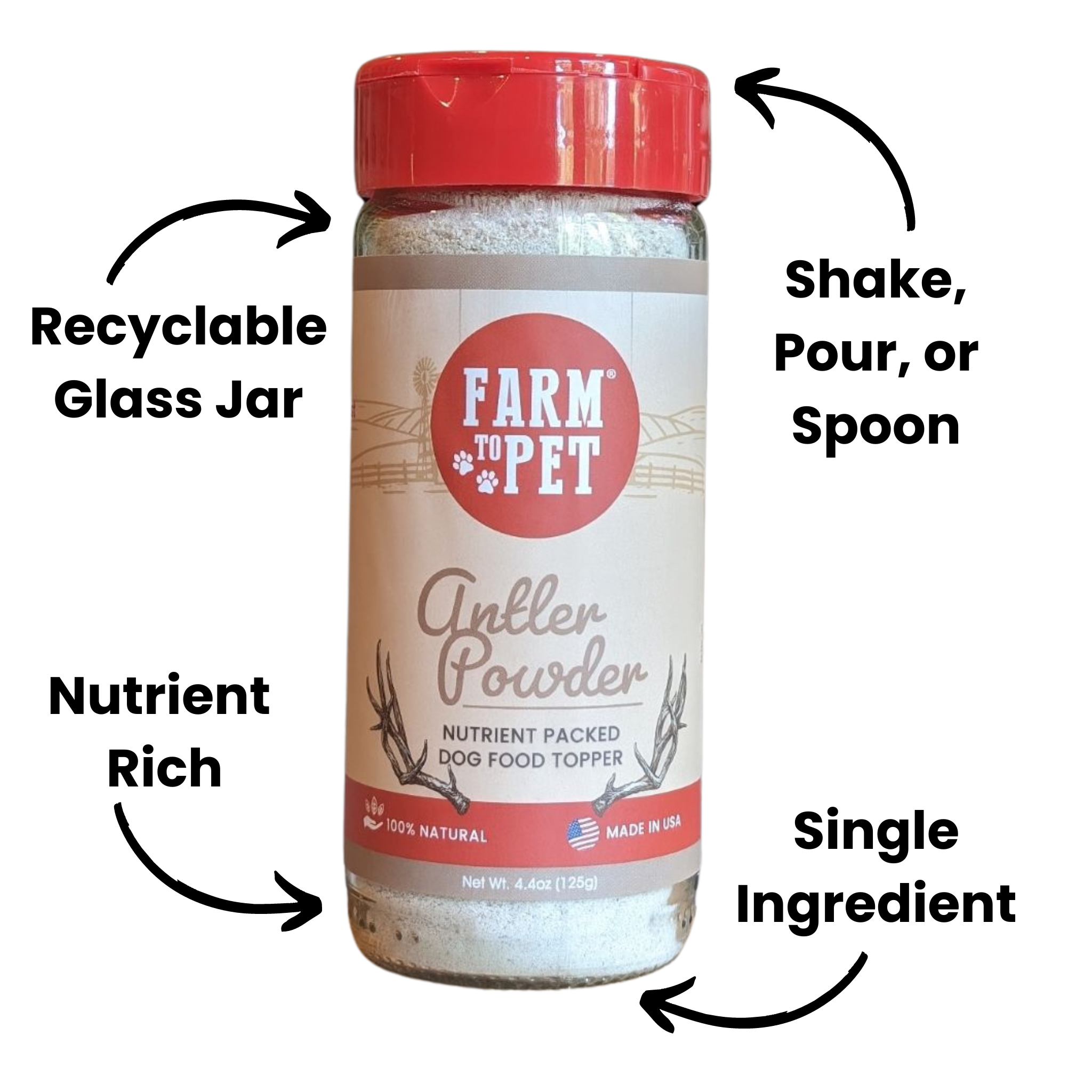 Farm to Pet Healthy Dog Treats - Wholesale Pet Supplement - Dog - Antler Powder Dog Food Topper4