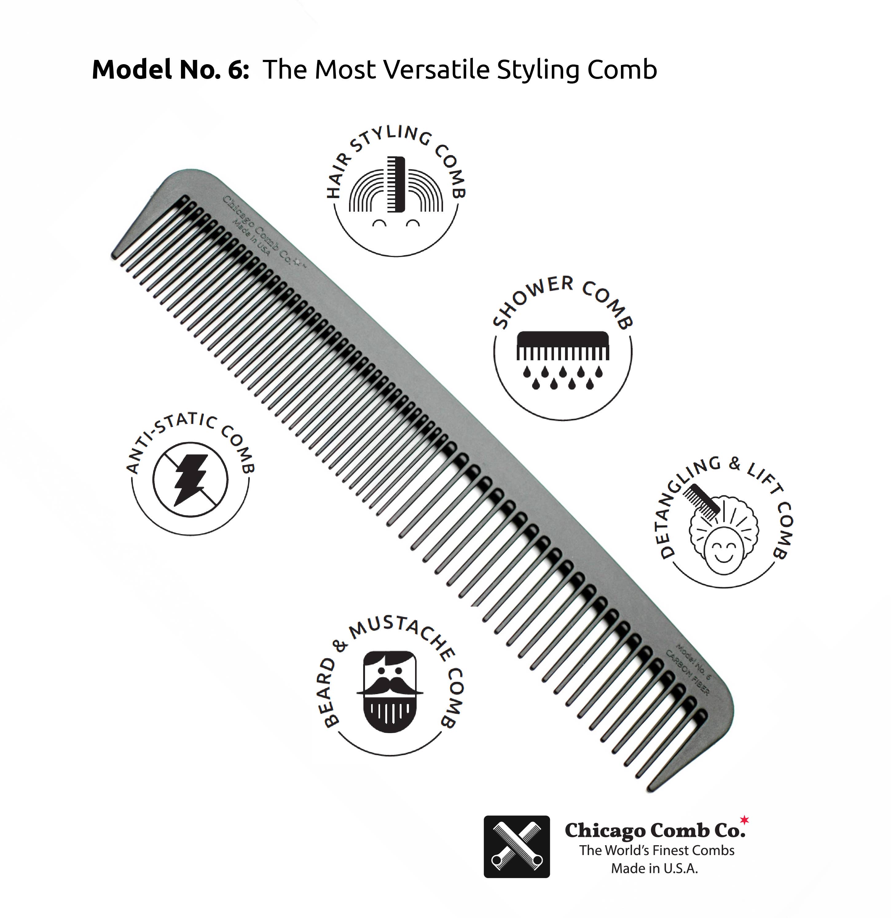 Chicago Comb Co. - Wholesale Hair brush/comb - Model No. 6 Carbon Fiber Comb