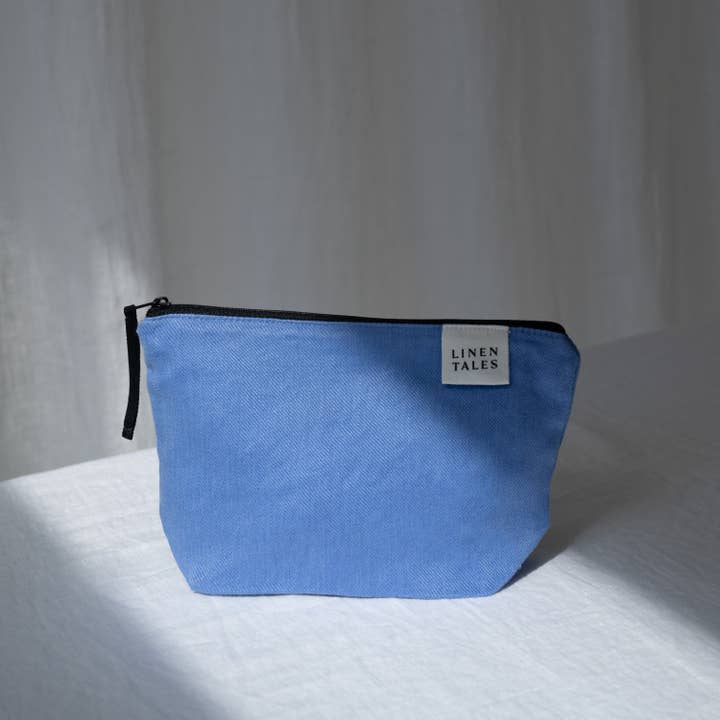 Linen Tales (We cover U.S. import duties) - Wholesale Makeup/Cosmetic Bag - LIMITED EDITION Persian Blue Twill Linen Makeup Pouch1