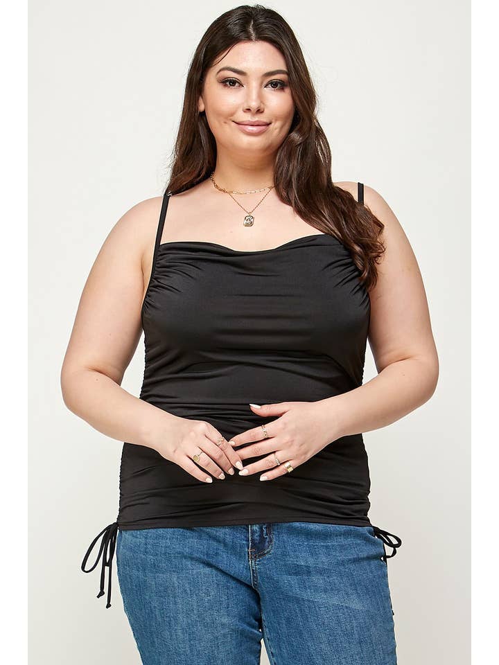 Haute Fox Plus Size & Contemporary - Wholesale Camisole - Women's - Plus Size Cami Ruched Cowl Neck Top WG17807