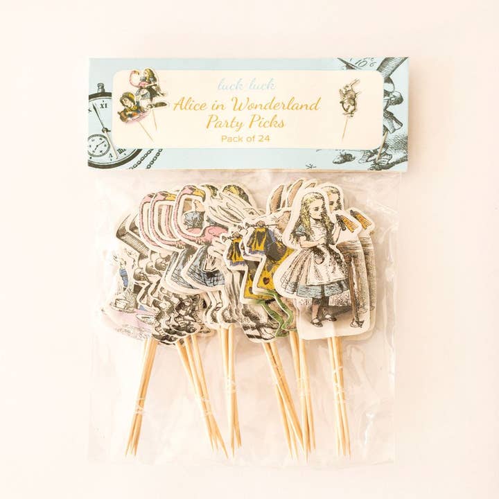 Luck and Luck – wholesale Cake/cupcake topper – Alice in Wonderland Set of 24 Canape Cake Party Picks3