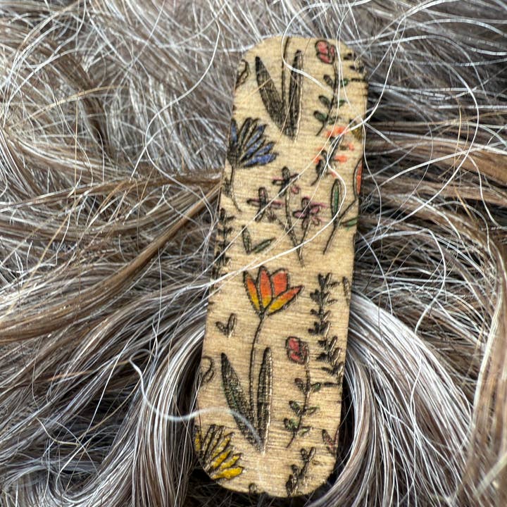 National Parks and Beyond - Wholesale Hair Clip - Women's - Flower Garden Wooden Alligator Hair Clips in 2-inch long7