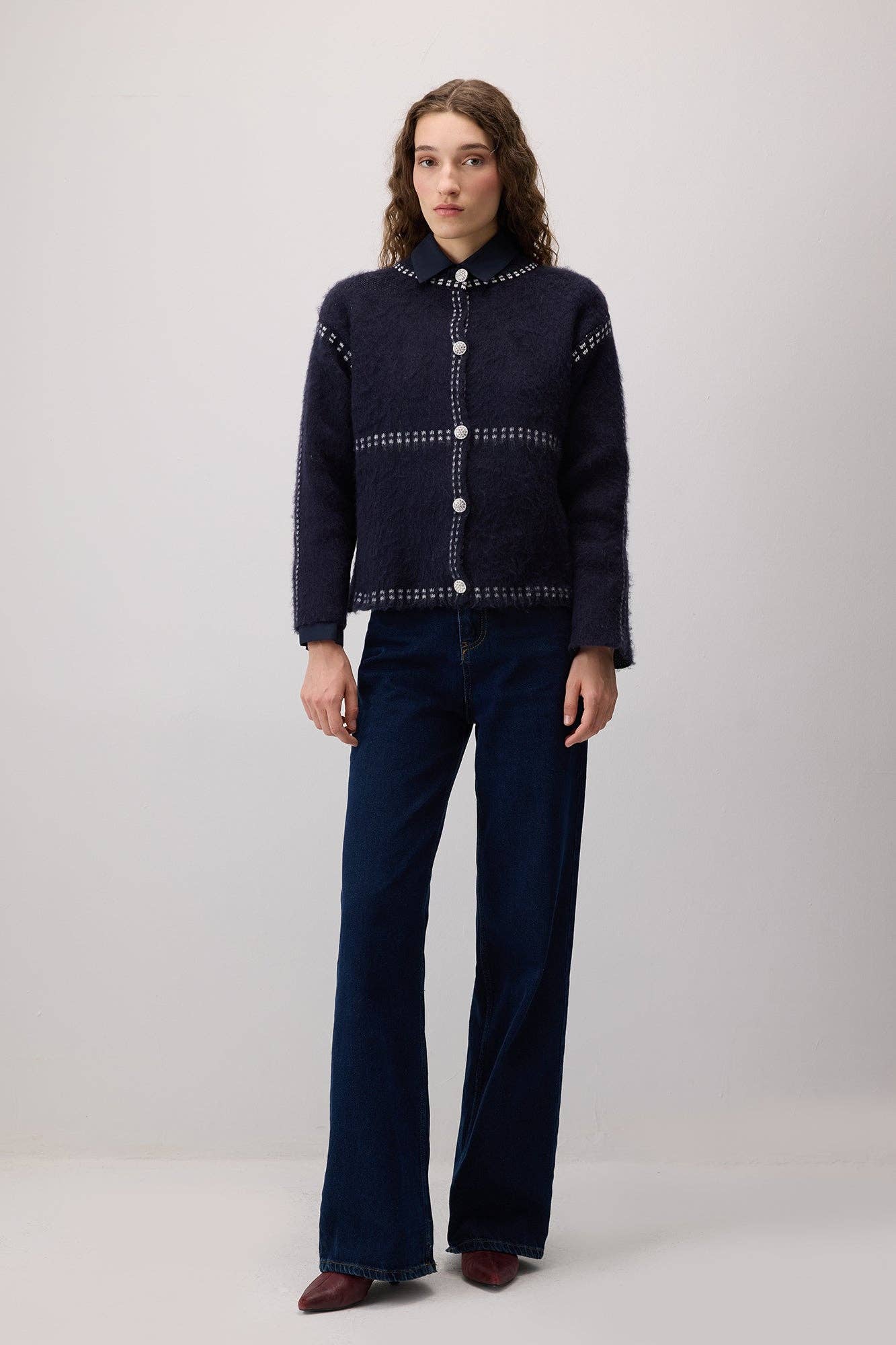 Blu Navy CARDIGAN A CONTRASTO RASHED in vendita all'ingrosso su Faire2