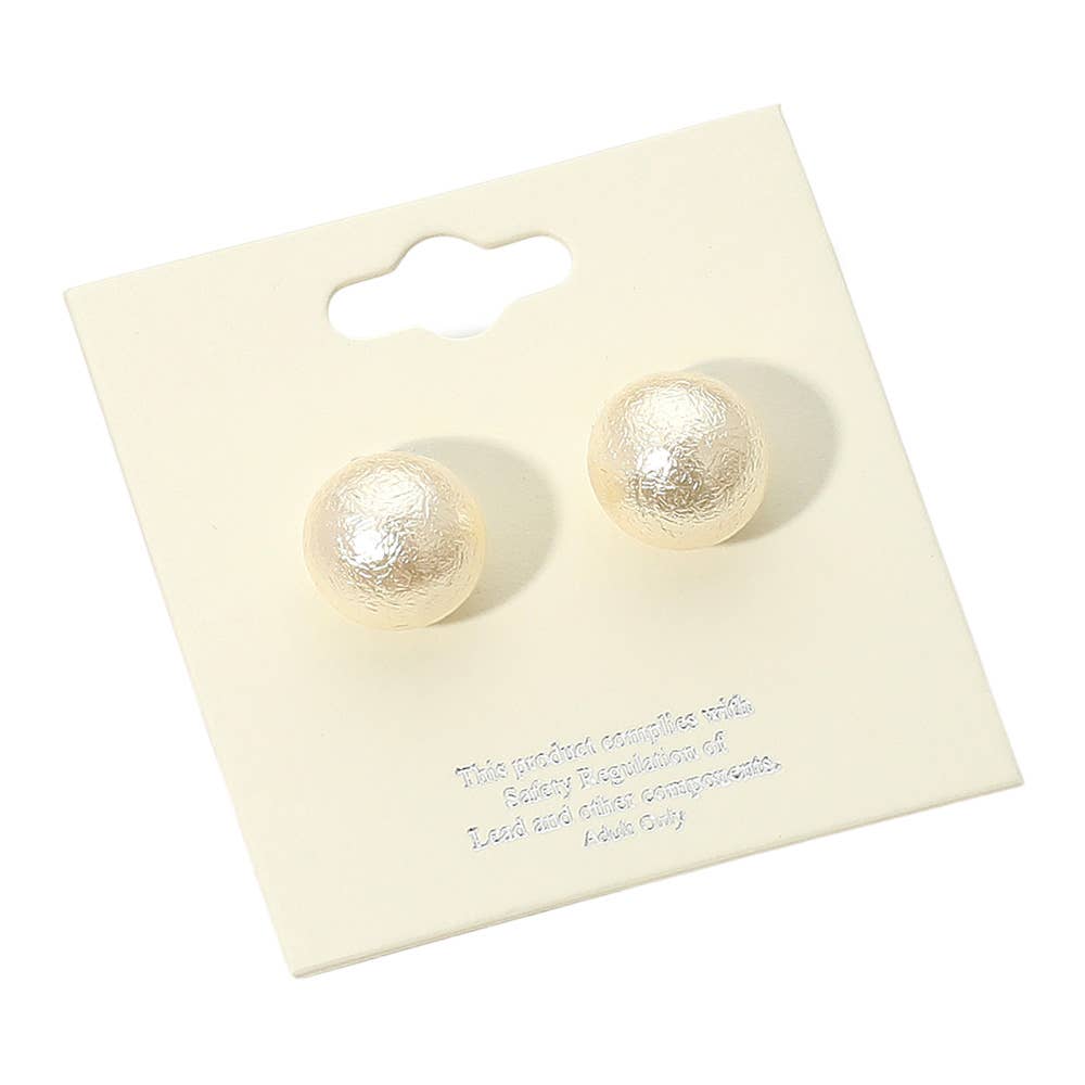 Sensibling Corp. - Wholesale Stud/Post Earrings - 12Pairs - Textured Pearl Stud Earrings1