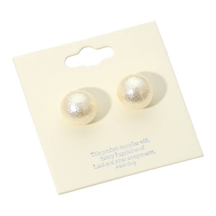 Sensibling Corp. - Wholesale Stud/Post Earrings - 12Pairs - Textured Pearl Stud Earrings1