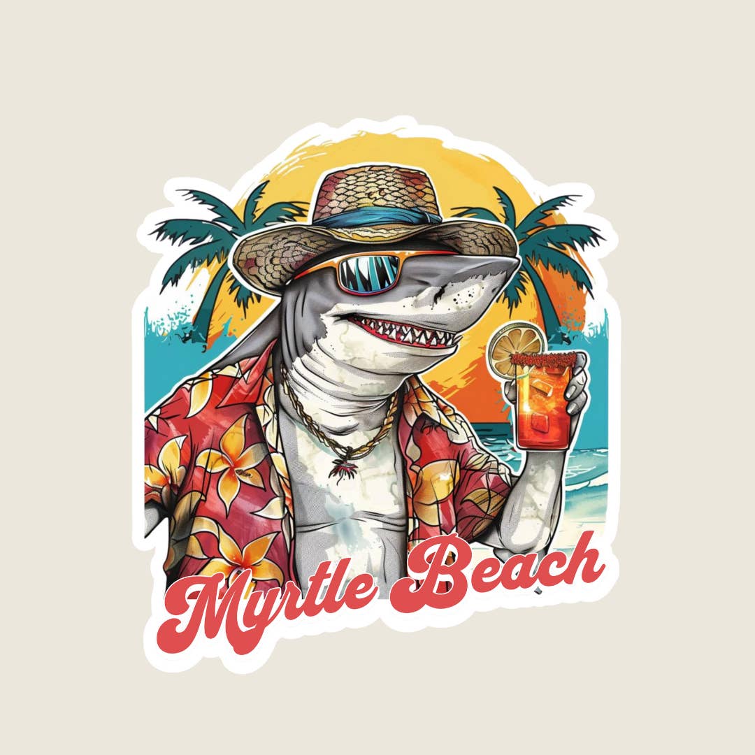 Shoreline Summit - Wholesale Sticker - Beachy Shark Custom Souvenir Sticker (B1033)