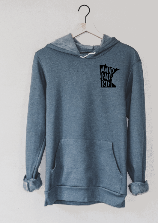 Tron Tron Graphic Wear - Vente Sweat à capuche – femme - Sweat à capuche à motif de poche à encre noire Up North Minnesota #E16