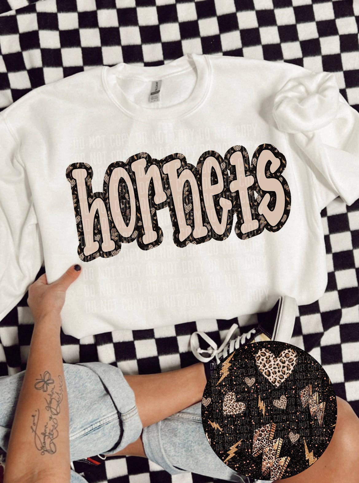 K and M Designs - Wholesale Sublimation Transfer - Hornets Heart Bolt Mascot DTF Transfer0