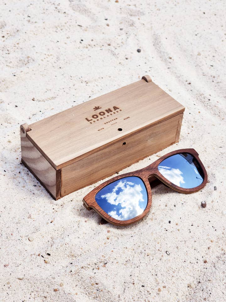 Radiance Walnut Wooden Sunglasses for wholesale by Loona