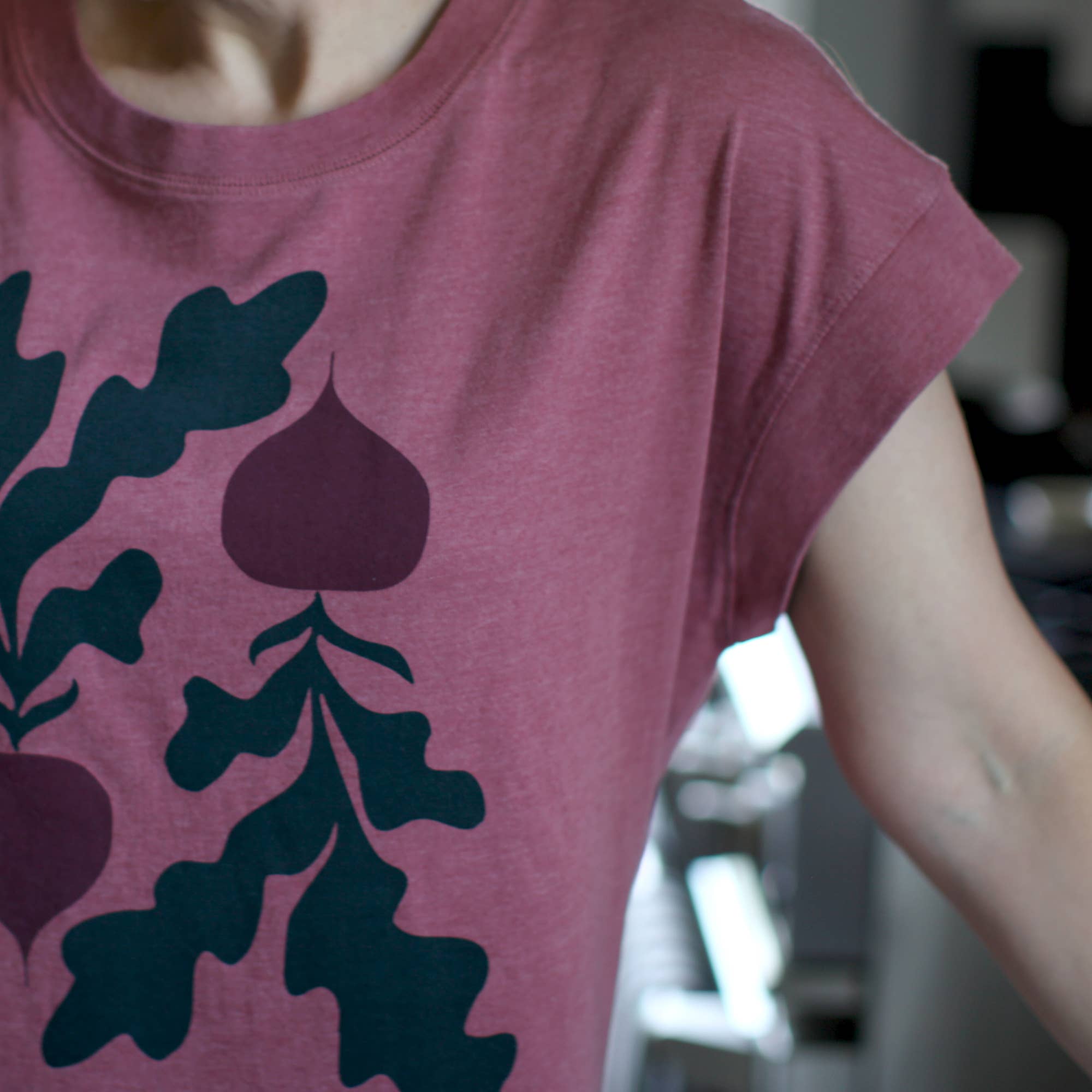 Blackbird Supply Co. - Wholesale Screen Printed T-Shirt - Women's - Red Beets Farmers Market Vegetables Loose Fit Boxy Tee Rouge3