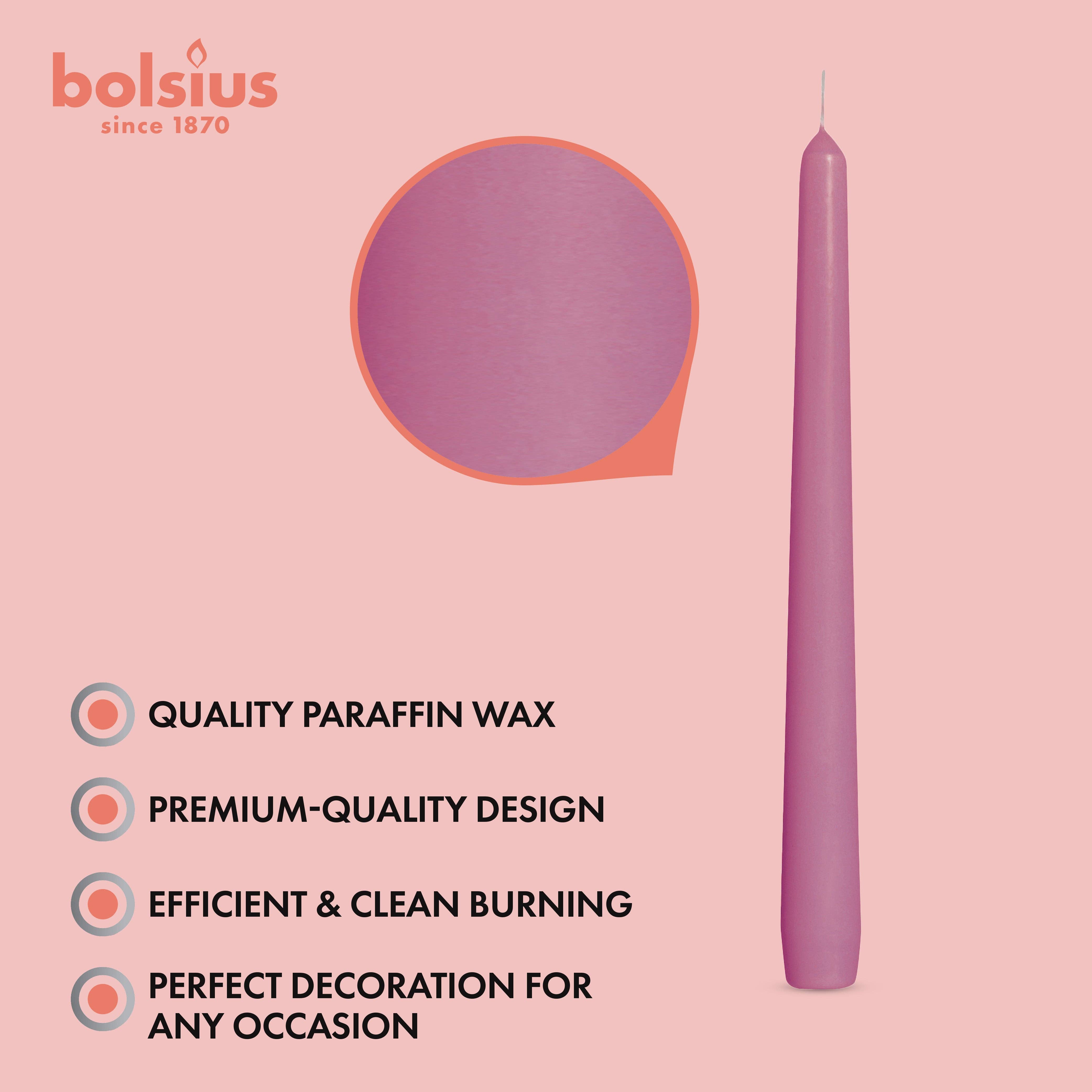 BOLSIUS – Engroshandel Stearinlys/lysestage – Høje 25 cm kegleformede lys, 10 stk. - Bryllup, dekorative, farvede og duftfri32