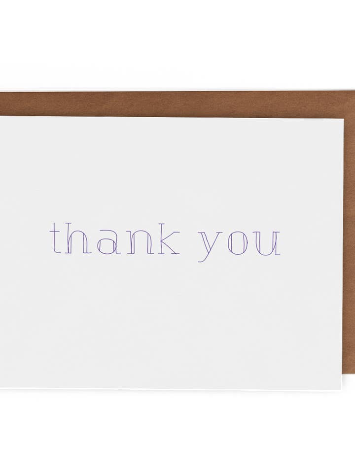 Thank You - A2 Size Cotton Paper Card for wholesale by The Lost Art of Stationery