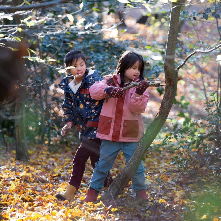 Brown Collecting Flowers Knitted Mittens for wholesale on Faire8