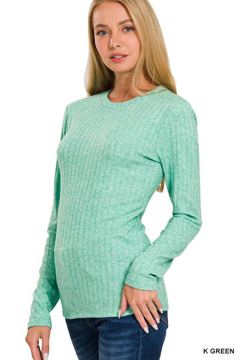 42POPS - Wholesale Knit Top - Women's - ._ SI-25202 RIBBED LONG SLEEVE ROUND NECK TOP17