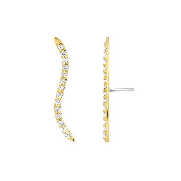 Pad met Edelstenen – 14K/18K Gouden Lineaire Multi-Steentje Draadloze Eindstuk voor wholesale door Piercing-zone