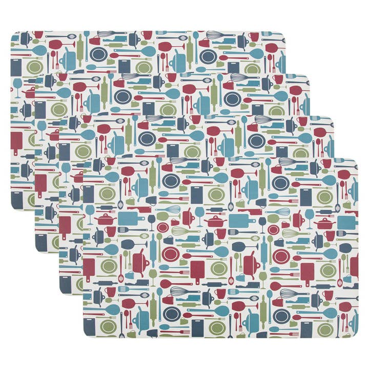 RAY STAR Set of 4 Foam Placemat Kitchen Utensil Print for wholesale by Ray Star