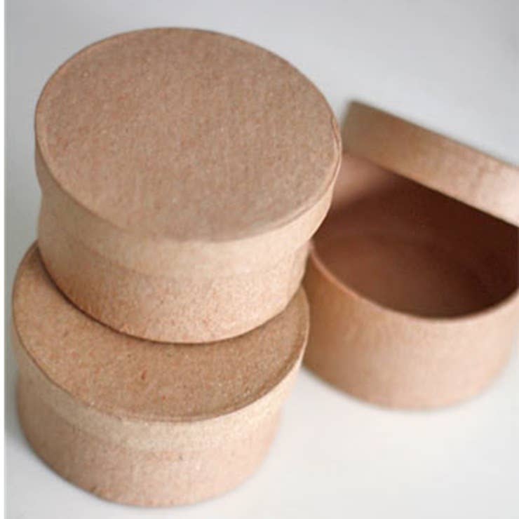 Factory Direct Craft - Wholesale Gift Box - Pre-Made Small Round Paper Mache Box - 1-1/2" H x 3" Dia.5