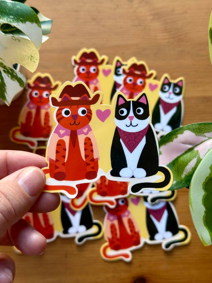 Cowboy Cats Sticker for wholesale by Lily Wenndt Illustration
