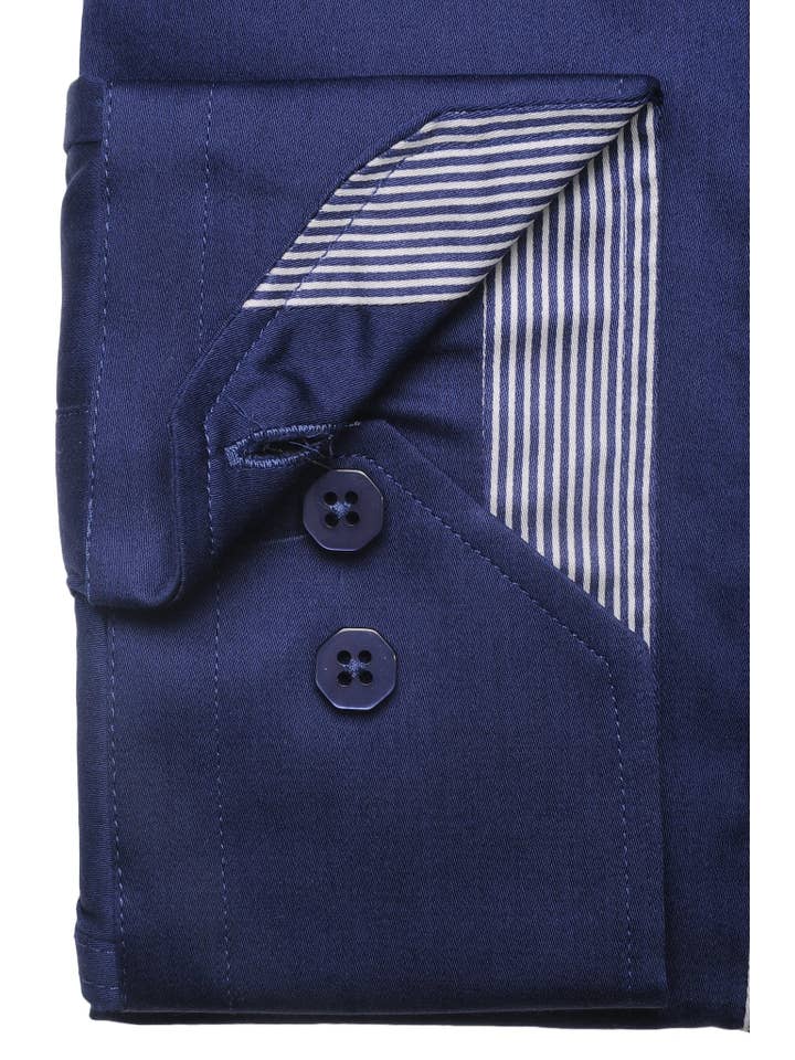 Long-sleeve Button Down Collar shirt | Navy Cotton for wholesale on Faire5