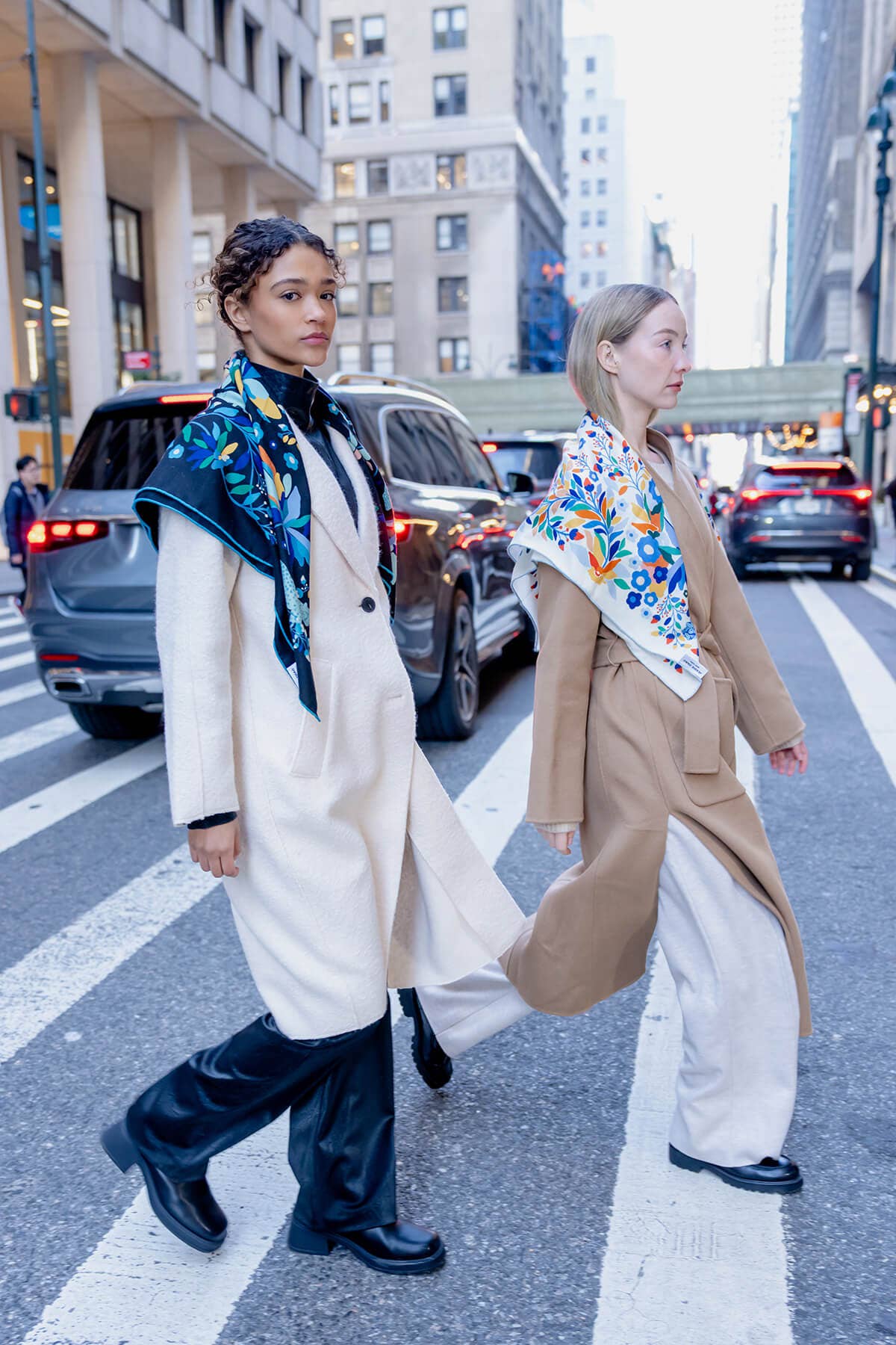 Jessie Zhao New York – wholesale Scarf – Women's – Double Sided Wool Silk Scarf Of Day Jungle Reverie9