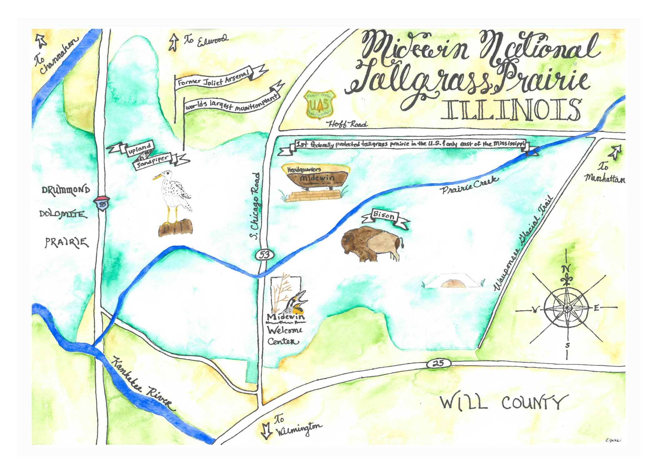 Emily Drew Yates Art & Illustration - Wholesale Postcard - Postcards - Watercolor Calligraphy Maps - 31 Maps37