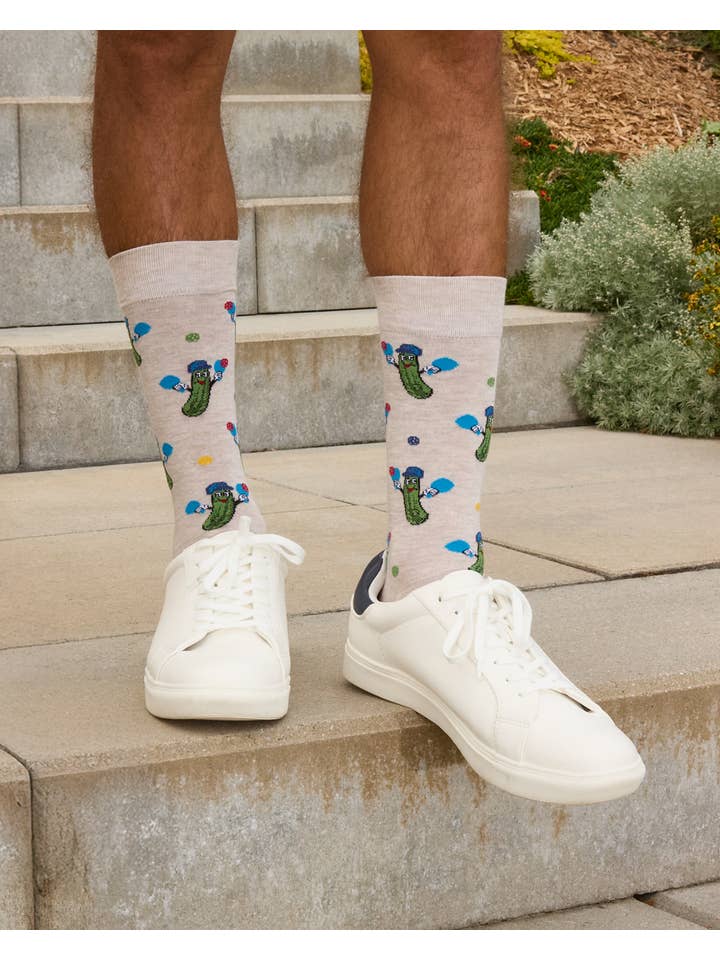 Ivory Heather Pickle Ball Mens Bamboo Crew for wholesale on Faire2