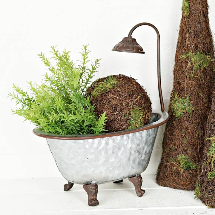 Two Ten Original LLC - Wholesale Decorative Tabletop Object - Metal Décor-Antique Metal Bathtub Container-Tin3