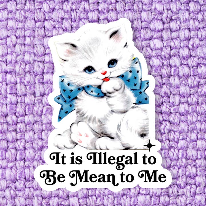 Funny cat sticker, Cute vintage sticker, Laptop sticker  for wholesale by Radical Buttons