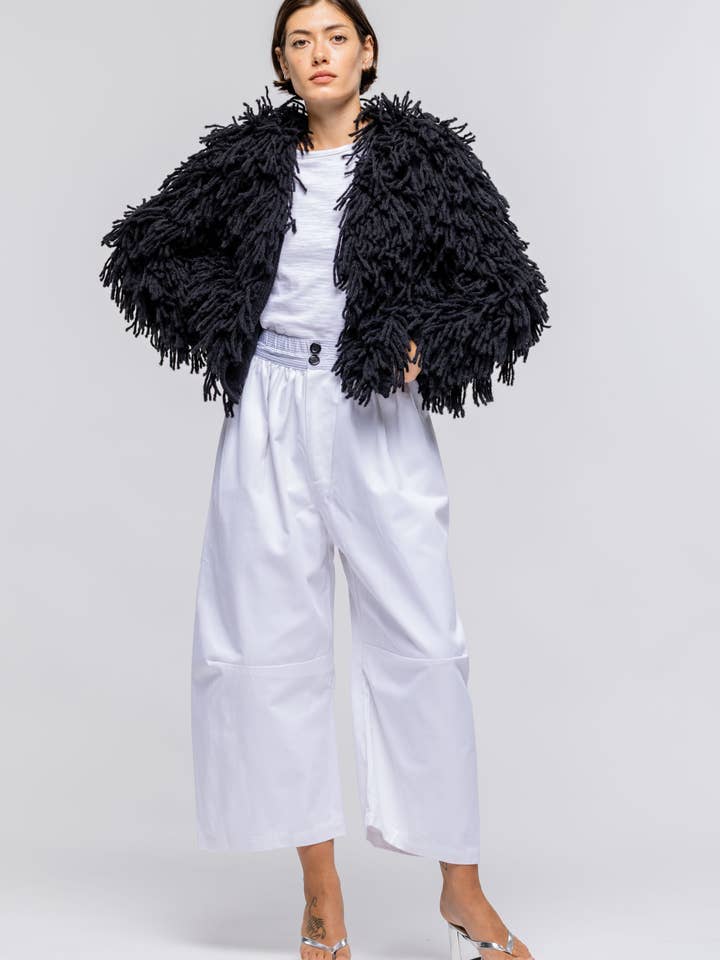 Black Noodle Fringe Cardigan for wholesale on Faire1