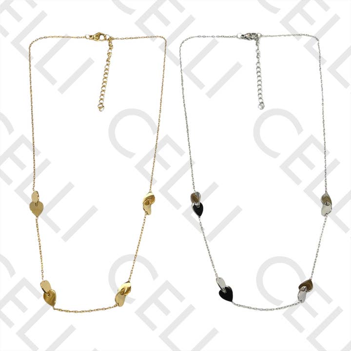 Steel Necklace - heart interlayer for wholesale by Celli Biju