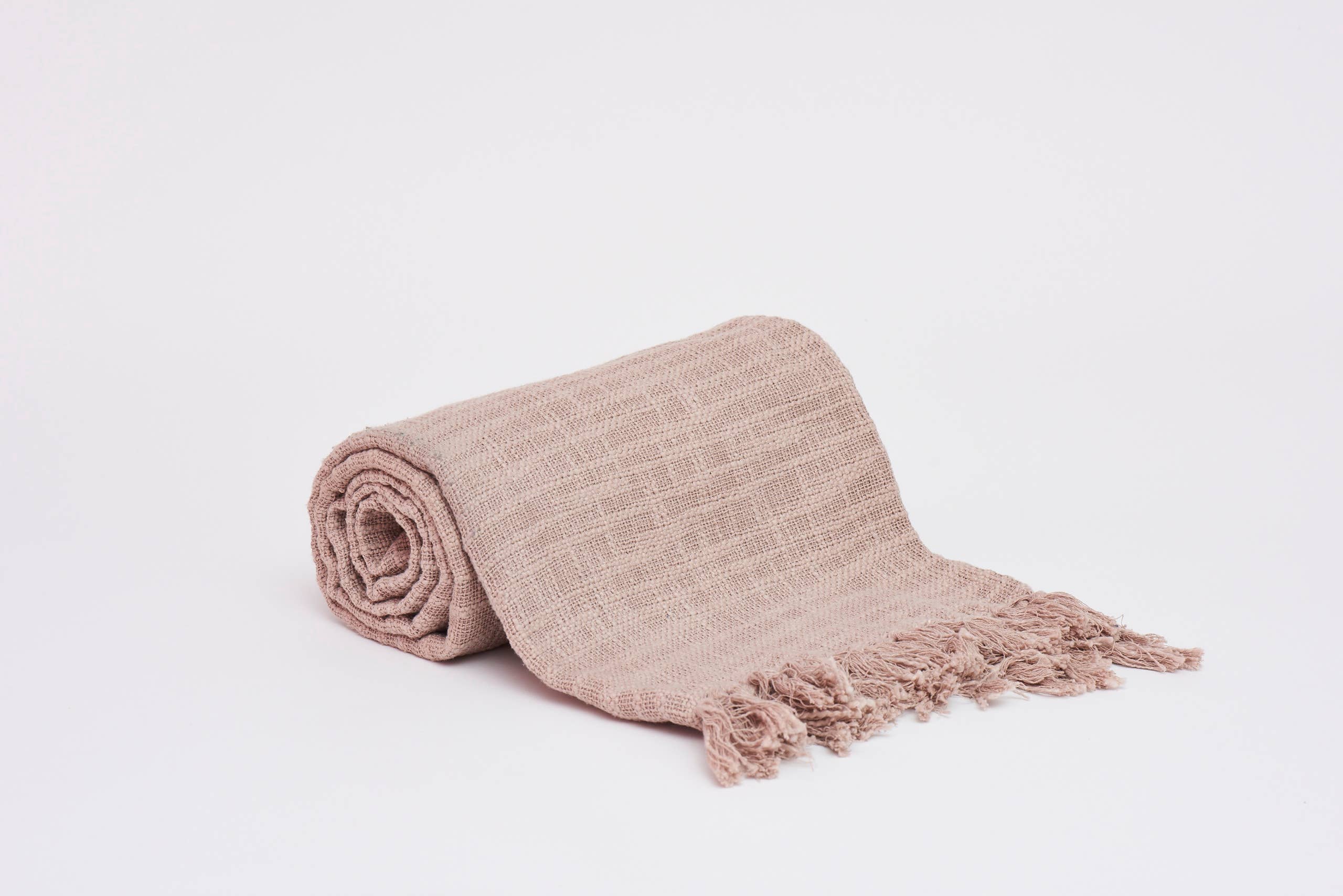 House Of Harkaari - Wholesale Throw Blanket - Cotton Slub Throw with Fringe ends4