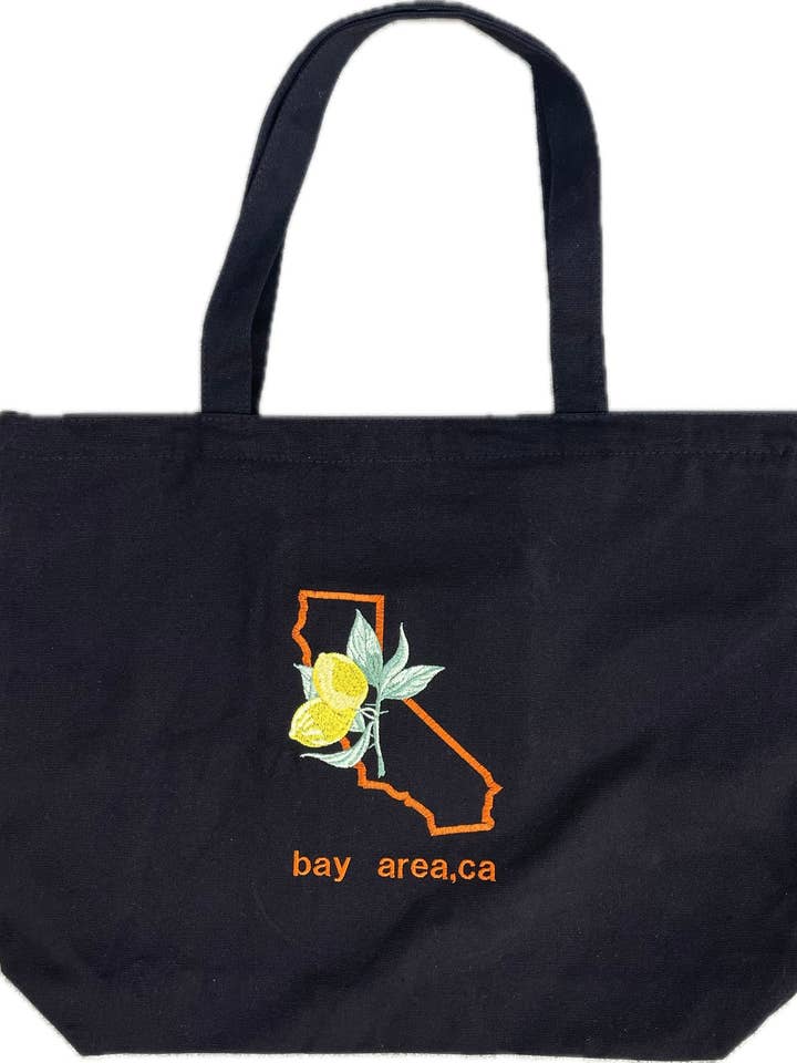 Bay Area, California | Large Black Tote Bag | Orange Dets for wholesale by Lemonade51o