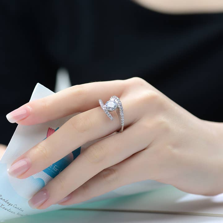 Genevive – wholesale Engagement ring – Sterling Silver Cubic Zirconia Ring(96436)2