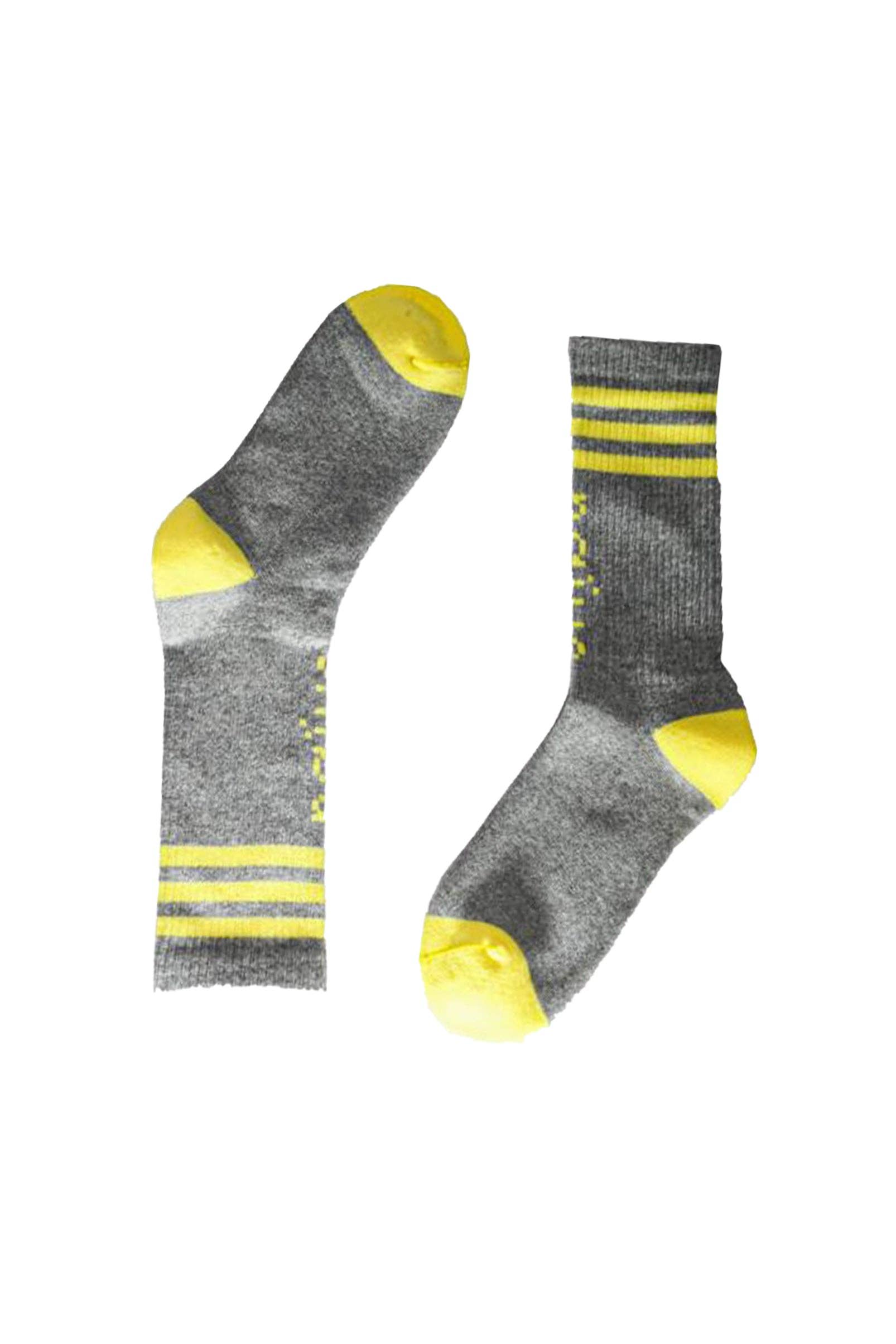 Naïve - Wholesale Socks - Unisex - GRAY SPORT WITH YELLOW STRIPES0