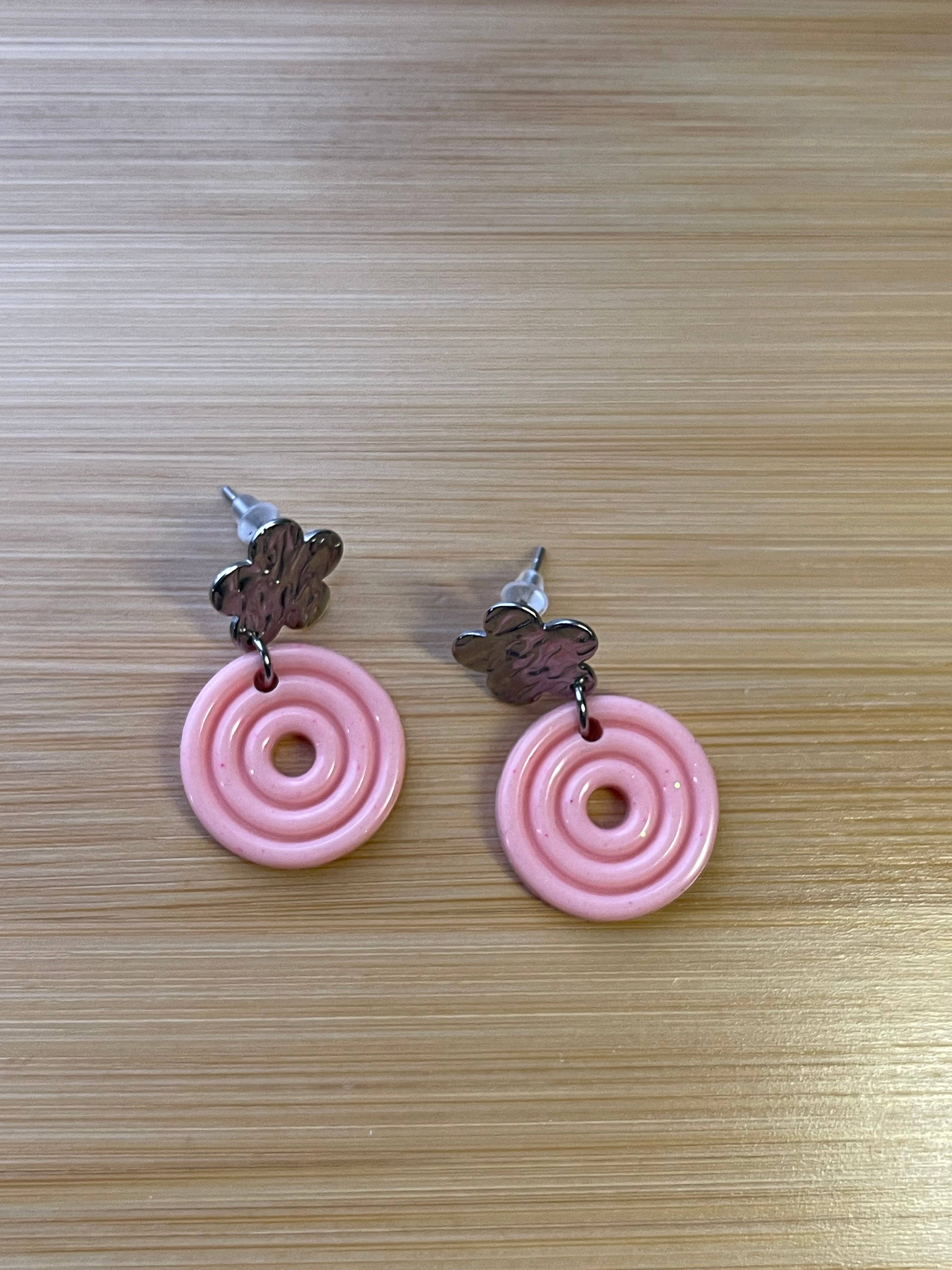Orabulle – wholesale Dangle earrings – Pink dangling earrings – Retro resin circle0
