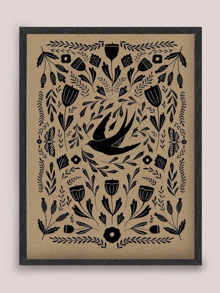 Volksvogel-Druck auf Bastelpapier für den Großhandel von Katie Walker Studio