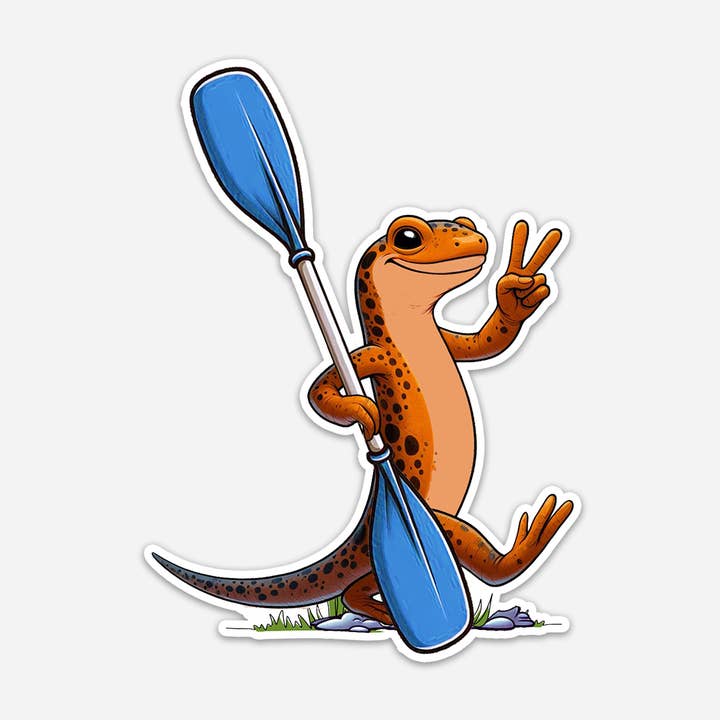 Newt Kayaker Sticker for wholesale by Allegheny Outfitters