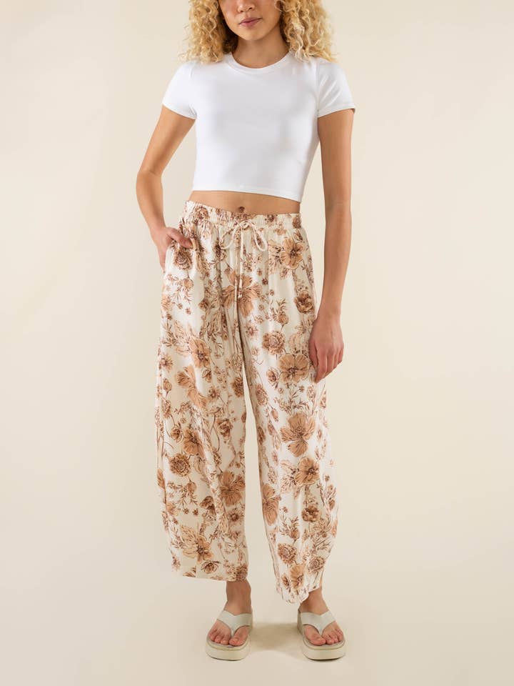 Sonoma Lantaarnbroek met bloemenprint en trekkoorden - grote maten voor wholesale door NLT