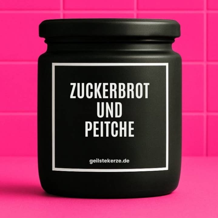 Bougie bio végane avec inscription – CAROTTE ET BÂTON pour la vente par geilstekerze